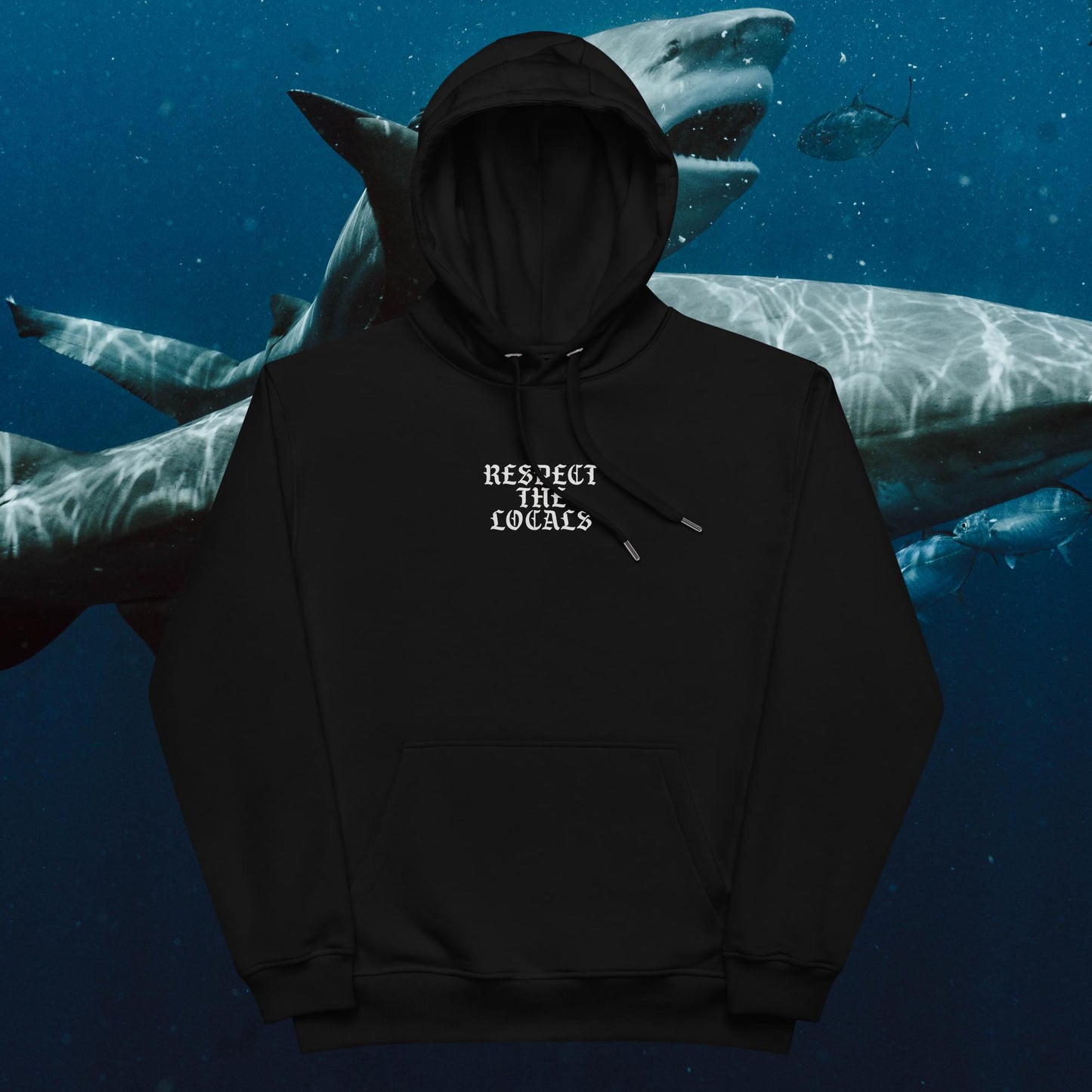 Respect the Locals Bull Shark Hoodie Black Unisex
